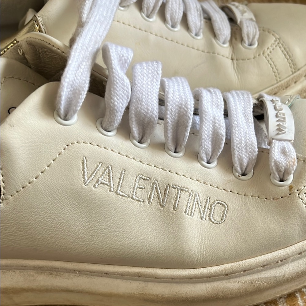 Valentino White and Gold Sneakers - Picture 6 of 9